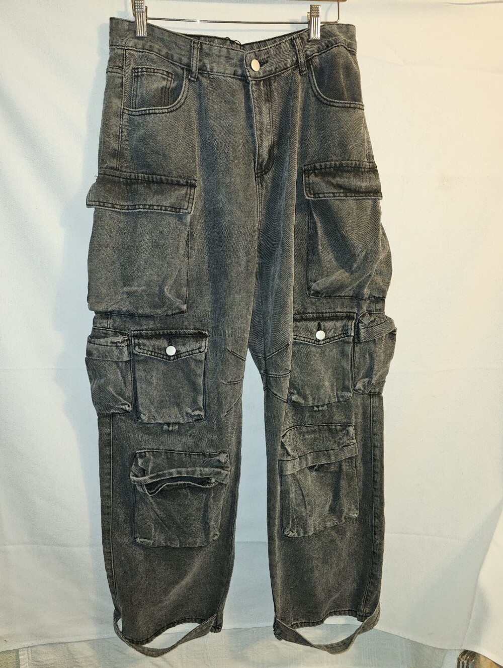 Ombre Multi Pocket Wide Leg Cargo Jeans By Micas Size XL - Picture 5 of 15